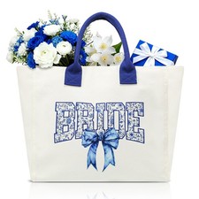 Bride Tote Bag Gifts Wedding Large Bridal Shower Pearl Rhinestone Tote Reusab...