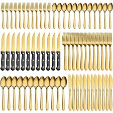 72-Piece Black Stainless Steel Flatware Set for 12, Complete with Steak Knives
