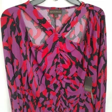Women's Bold Elements Long Sleeve Colorful Cut Out Blouse Shirt Size Large