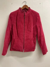 VINTAGE TOWER HILL SPORT JACKET WOMENS 10 GENUINE LEATHER CRANBERRY YKK WESTERN