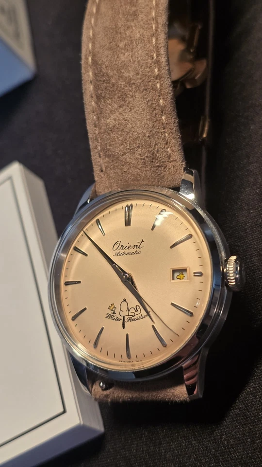 Orient Peanuts Snoopy Bambino Watch Men 38mm Cream Dial Steel Date Automatic - image 2 of 4