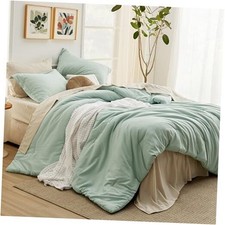 Size Comforter Set Sage Green, 7 Pieces Lightweight King 01 - Sage Green/Beige