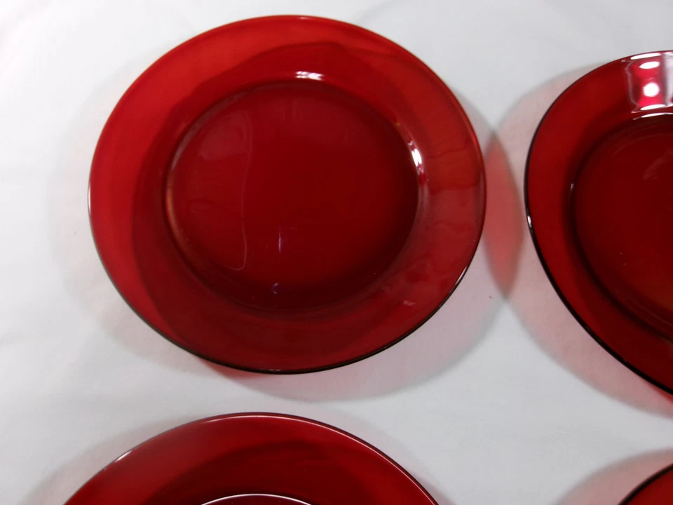 Set of 4 Vintage Anchor Hocking Royal Ruby Red Salad Luncheon Deep Plates 8" - Image 2 of 4
