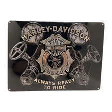 HARLEY DAVIDSON FIREFIGHTER READY TO RIDE HEAVY DUTY USA MADE METAL ADV SIGN