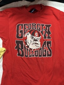VINTAGE GEORGIA BULLDOGS T SHIRT DOG MASCOT MEDIUM SPORTS USA RETRO