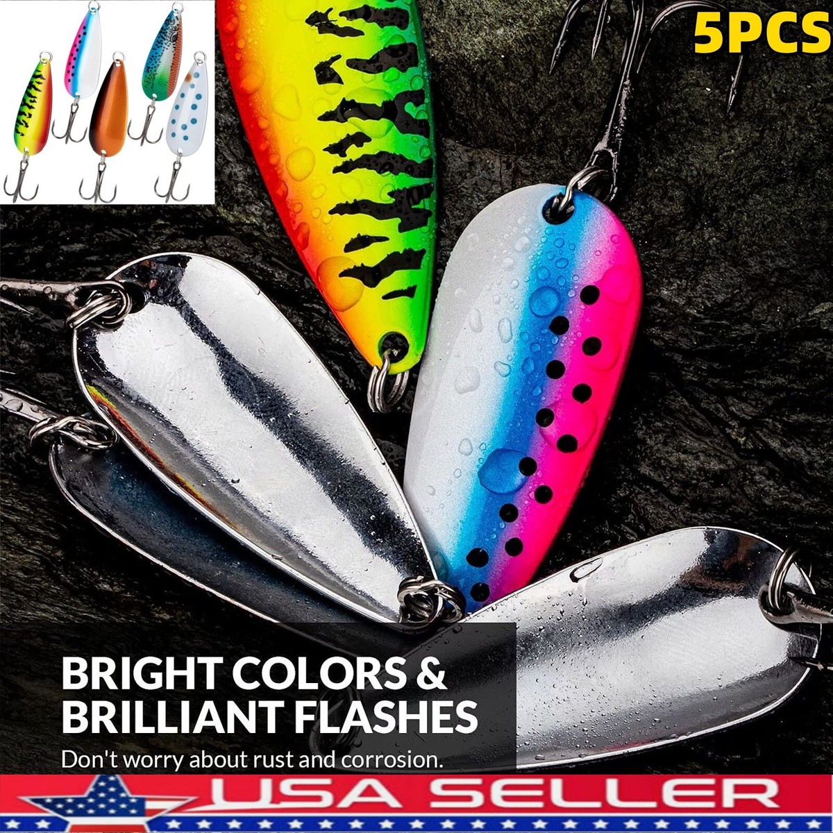 bass spoon lures Spoon Lures Crankbaits Assortment for Trout Bass Salmon Walleye 5pcs  Fishing Lur