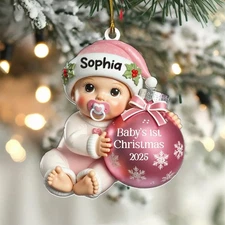 Baby’s First Christmas Ornament 2025, Custom Baby Name Ornament, Newborn