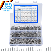 815 Stk M3 M4 M5 Selbstschneidendes Holzschrauben Sortiment Set, Edelstahl Kreuz
