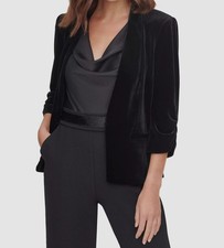 Eliza J Women Black Belvet 3/4 Sleeve Blazer Jacket Size S