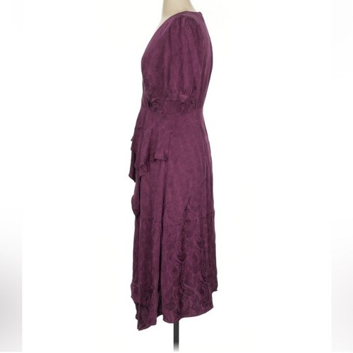 BCBGMAXAZRIA MAUVE Women's Paisley Jacquard Ruffled Peplum Dress Sz 4 whimsygoth - Picture 7 of 14