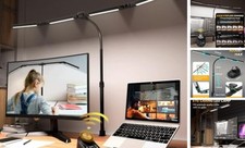 Adjustable LED Desk Lamp with Clamp, 4-Head Eye-Caring CRI95 Desk Light, Black