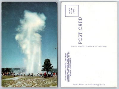 #ad Old Faithful Geyser Yellowstone Park Postcard Micro Color W.A. Krueger $4.45
