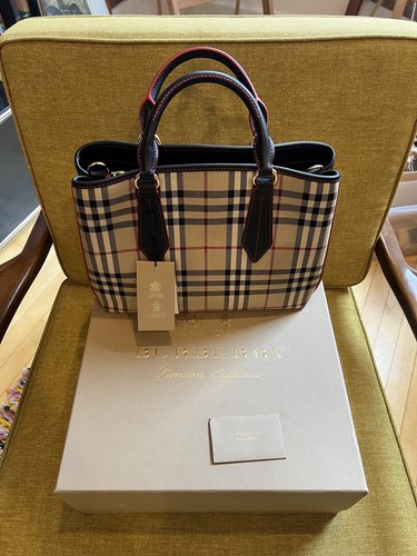 BURBERRY Horseferry Check Medium Ballingdon Tote Honey Black