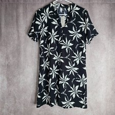New Look Women’s Shift Dress UK 8 Black White Leaf Print Short Sleeve
