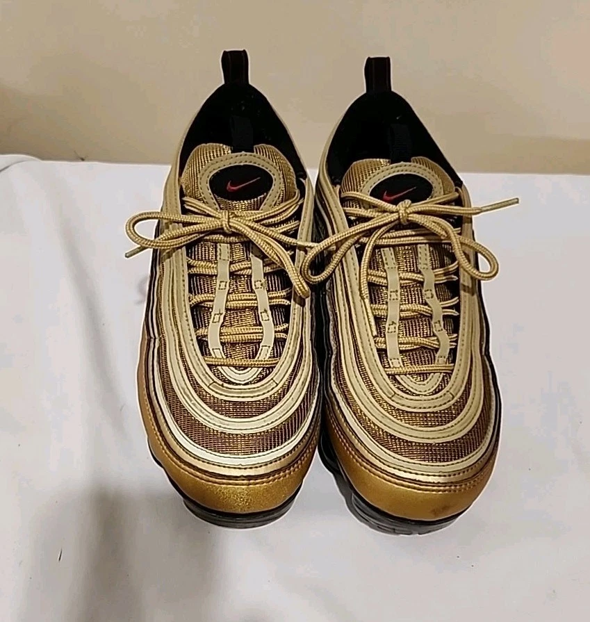 Nike Air Men’s Vapormax 97 Metallic Gold Sneakers AJ7291-700 - Size 9 - Image 3 of 4