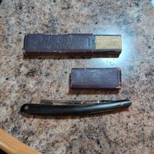 Vintage Clauss Straight Razor Toledo Ohio J.C. Claus Case Black Handle Freemont