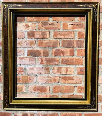 C1875 Victorian Eastlake Lemon Gold Gilded Faux Bois Burl Grain  Picture Frame