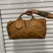 Vintage GIUDI Leather Weekender Travel Bag Tan