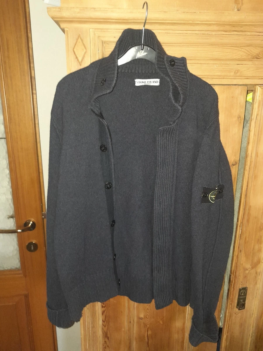 Chaqueta suéter para hombre Stone Island de punto lana/nailon negro gris antracita M (L)