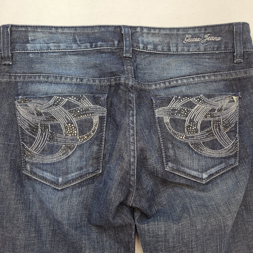Guess Jeans Womens 29 Daredevil Bootcut Low Rise Dark Wash Stretch Y2K Denim - Image 4 of 4