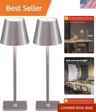 Modern 2-Pack Cordless Table Lamps - Dimmable LED, Perfect for Home or Outdoors