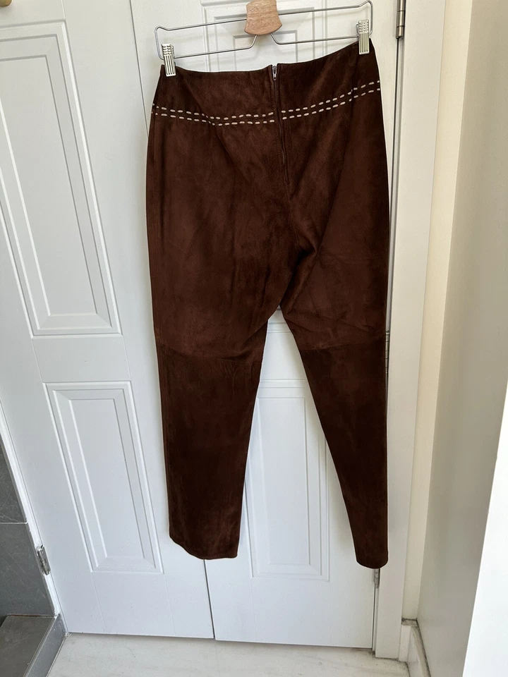 DANIER Vintage Real Leather Suede Brown Pants Woman Sz US10 - Image 3 of 4