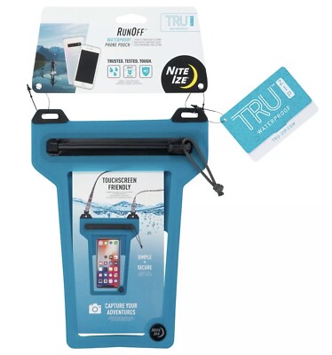 New Nite Ize RunOff IP67 Waterproof Phone Pouch Lanyard and Zipper - Blue
