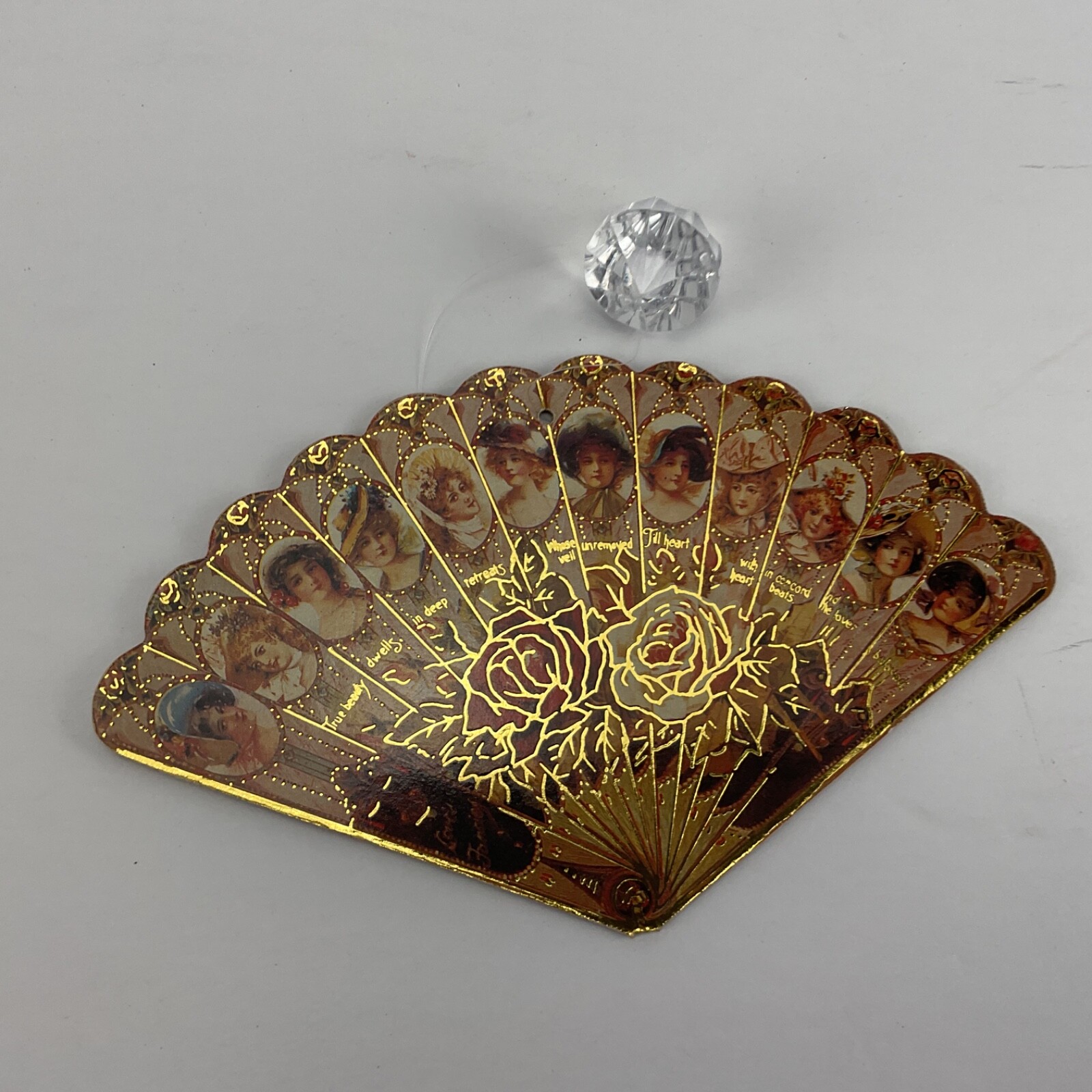 die cut paperboard victorian ornament gold accents Victorian girls on