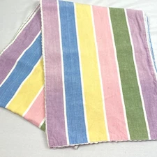Spring Fabric Table Runner Pastel Colors Striped Scalloped Edge