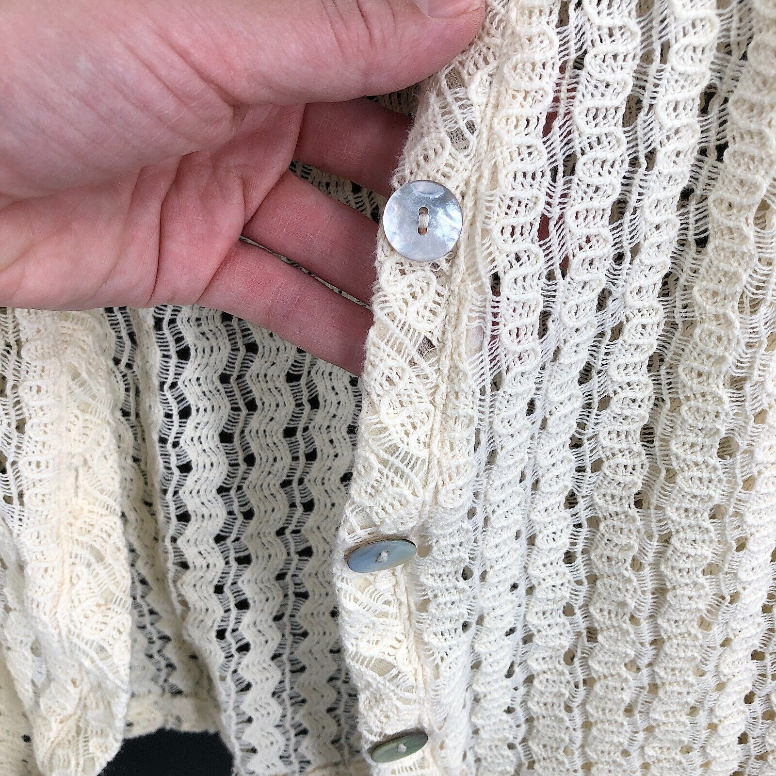 vintage handmade sleeveless lace button up vest i… - image 3