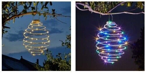 Large Solar Spiral Light LED Warm White Rainbow Outdoor Patio Garden Fence Decor