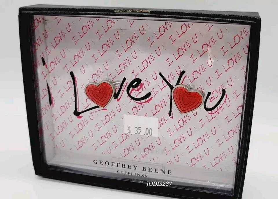 Gemelos Corazón Hombre GEOFFREY BEENE Esmalte Rojo Tono Plata - Te Quiero Foto 4 de 4