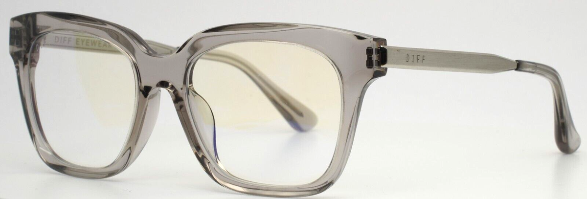 DIFF EYEWEAR Bella XS Transparent Grey Womens Square Eyeglasses 50-17-142  B:42