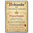 Ruhestand Urkunde personalisiert Rente persönliches Abschiedsgeschenk Kollegen 