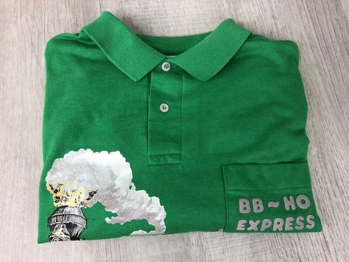 Vintage Train Shirt BB ~ HO EXPRESS Hanes Green Polo Made USA Boys Size L - Picture 12 of 12