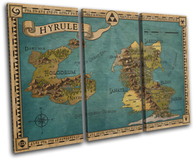 Legend of Zelda Hyrule Map Gaming TREBLE Leinwand Kunst Bild drucken