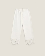 NWT Zara Home EMBROIDERED TROUSERS Wide Leg Pants ECRU Size M 2135/122