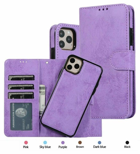 For iPhone 16e 15 14 13 12 11 MAX X XR 8 Magnetic Leather DETACHABLE Wallet CASE - Picture 9 of 95