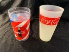Lot of 2 Vintage Coca Cola Large Plastic Tumblers 1998-99 Thermo-Serve, Flag