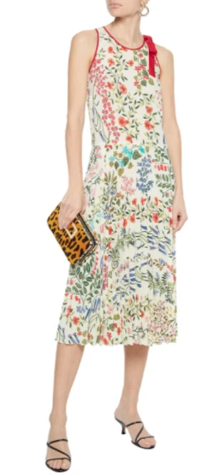 Abito rosso Valentino stampa floreale a pieghe taglia 40 = adatto agli Stati Uniti s nuovo senza etichette RT $968 00 + Tx