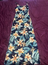 Fashion Nova Blue / Multicolor Tropical Print Maxi Dress Size Small