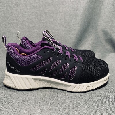 Reebok Work Fusion Flexweave CT Work Shoes RB315 Black/Purple Women's Size 9M
