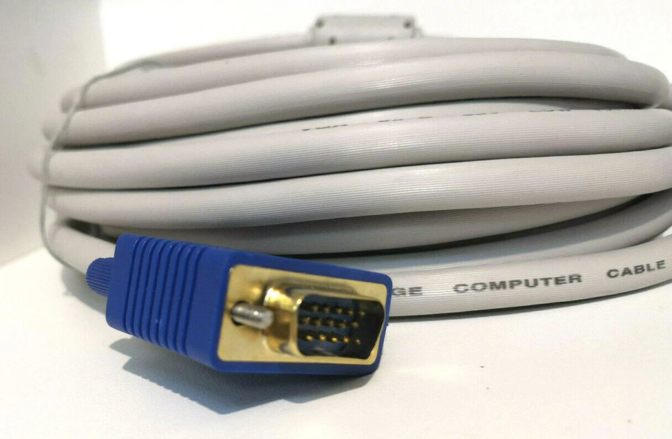 10m VGA Monitorkabel Full HD SVGA Ferrit + vergoldet 15polig Beige NEU / OVP - Bild 4 von 4