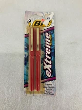 2 PACK Vintage RARE 1995 Bic Extreme Roller .4mm Fine Line Red Ink NEW OLD STOCK