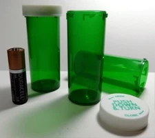 6  Prescription Green Medicine Plastic Storage Bottles & Lids 40 Dram Size 