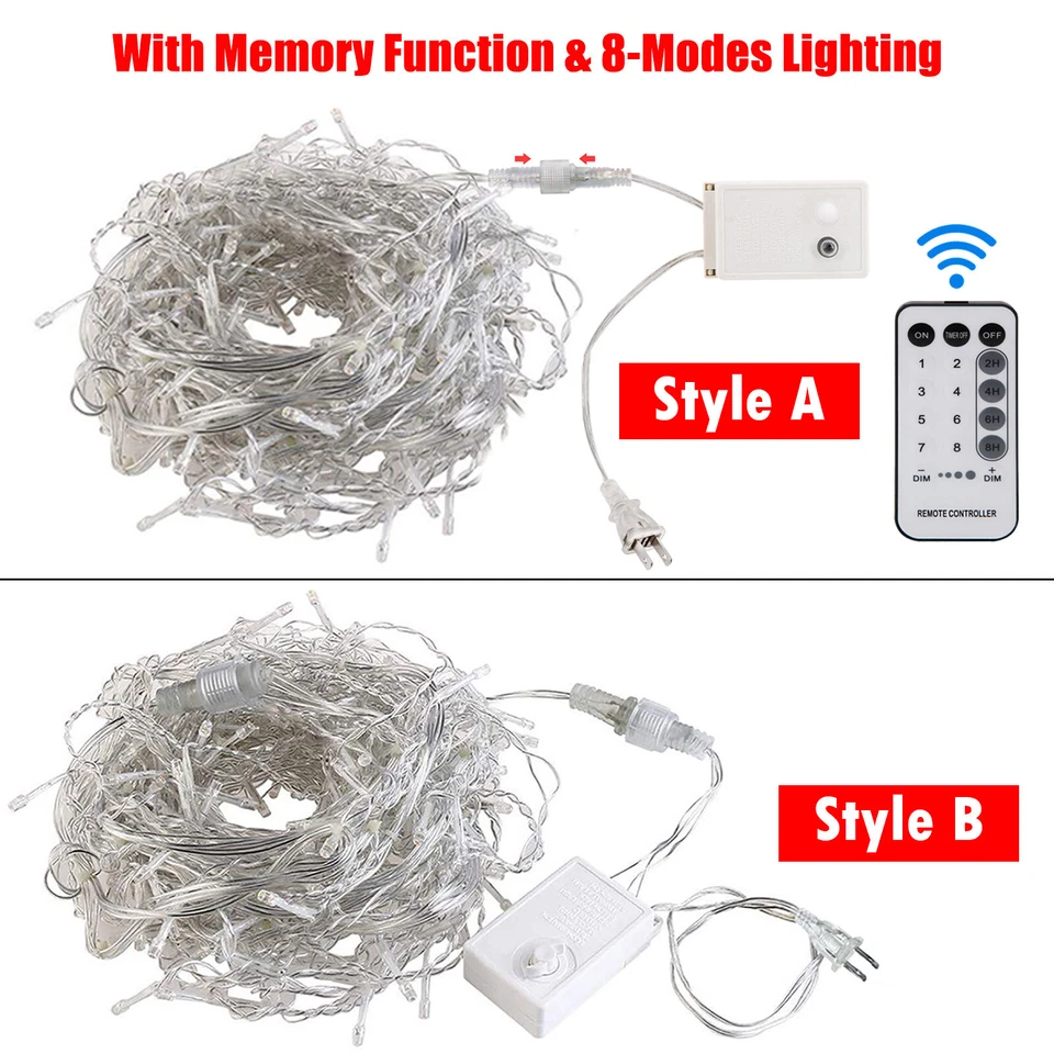 13~130ft Curtain Icicle Lights Wedding Party LED Fairy Christmas Indoor Outdoor - Image 4 of 4