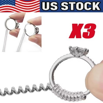 3X NEW Ring Size Adjuster Invisible Clear Ring Sizer Jewelry Fit Reducer Guard