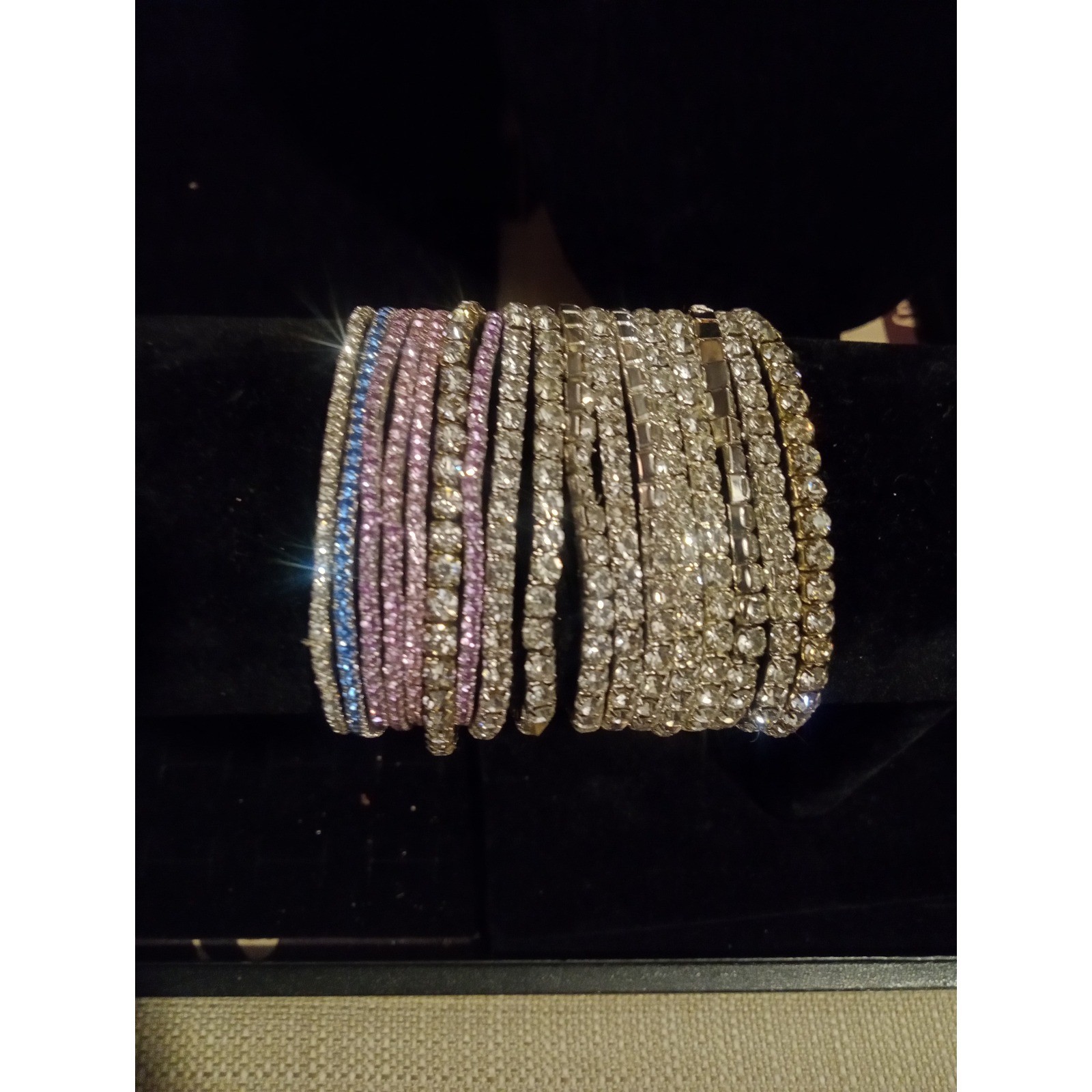 Sparkling Rhinestone Bangles Set Stackable Crysta… - image 2