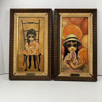 VTG Walter Keane Big Eyes ''Waiting'' & ''At The Fair'' Framed Prints / Turner Brand