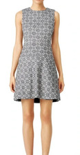 Tory Burch Stencil Hourglass Geometric Print Mini Dress Navy White 2